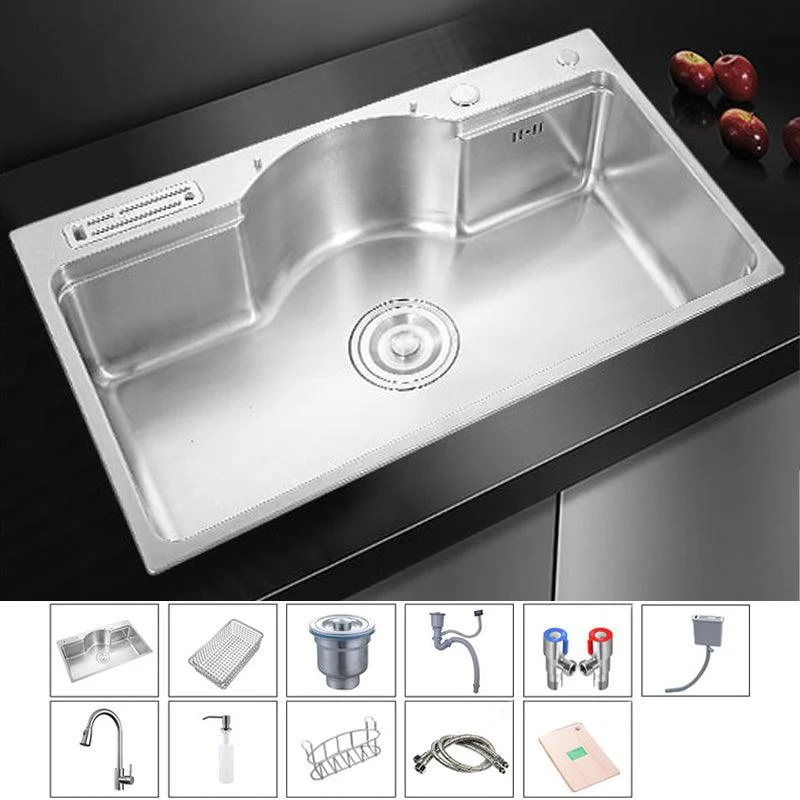 Stainless Steel 31" X 19" Kitchen Sink Single Bowl Drop-in Sink in Chrome and Black -Bathlova