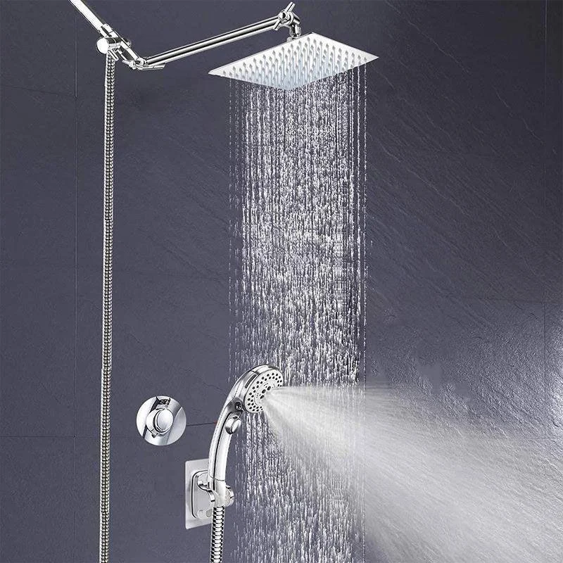 Stainless Steel 8 Inch Shower Set 5 Sprays Hand-Held Shower Head Shower Arm -Bathlova