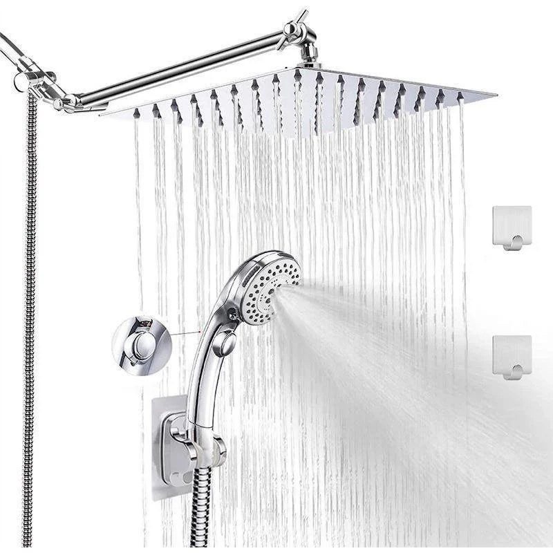 Stainless Steel 8 Inch Shower Set 5 Sprays Hand-Held Shower Head Shower Arm -Bathlova