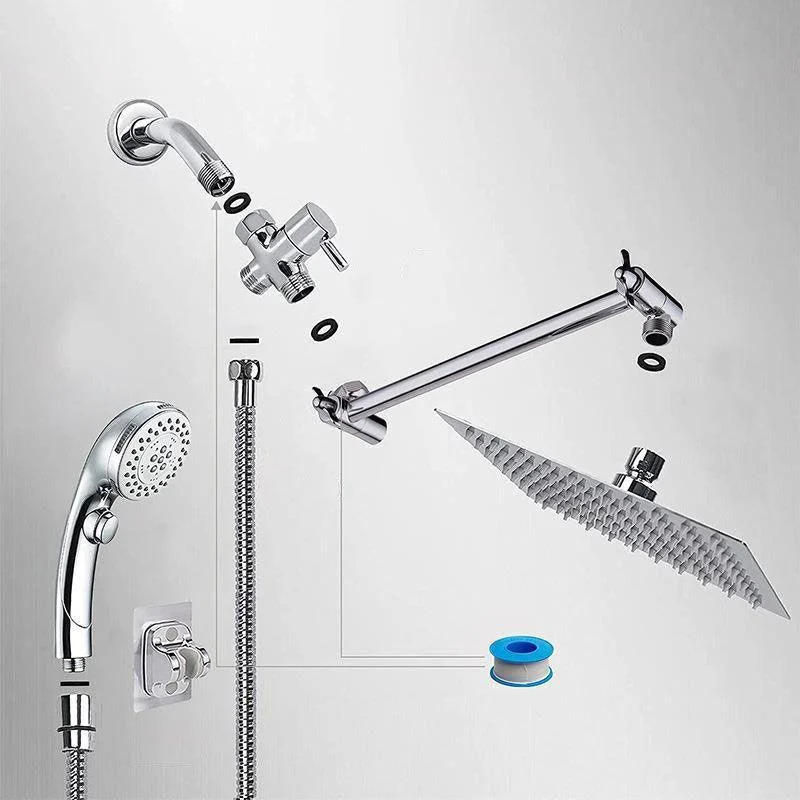 Stainless Steel 8 Inch Shower Set 5 Sprays Hand-Held Shower Head Shower Arm -Bathlova