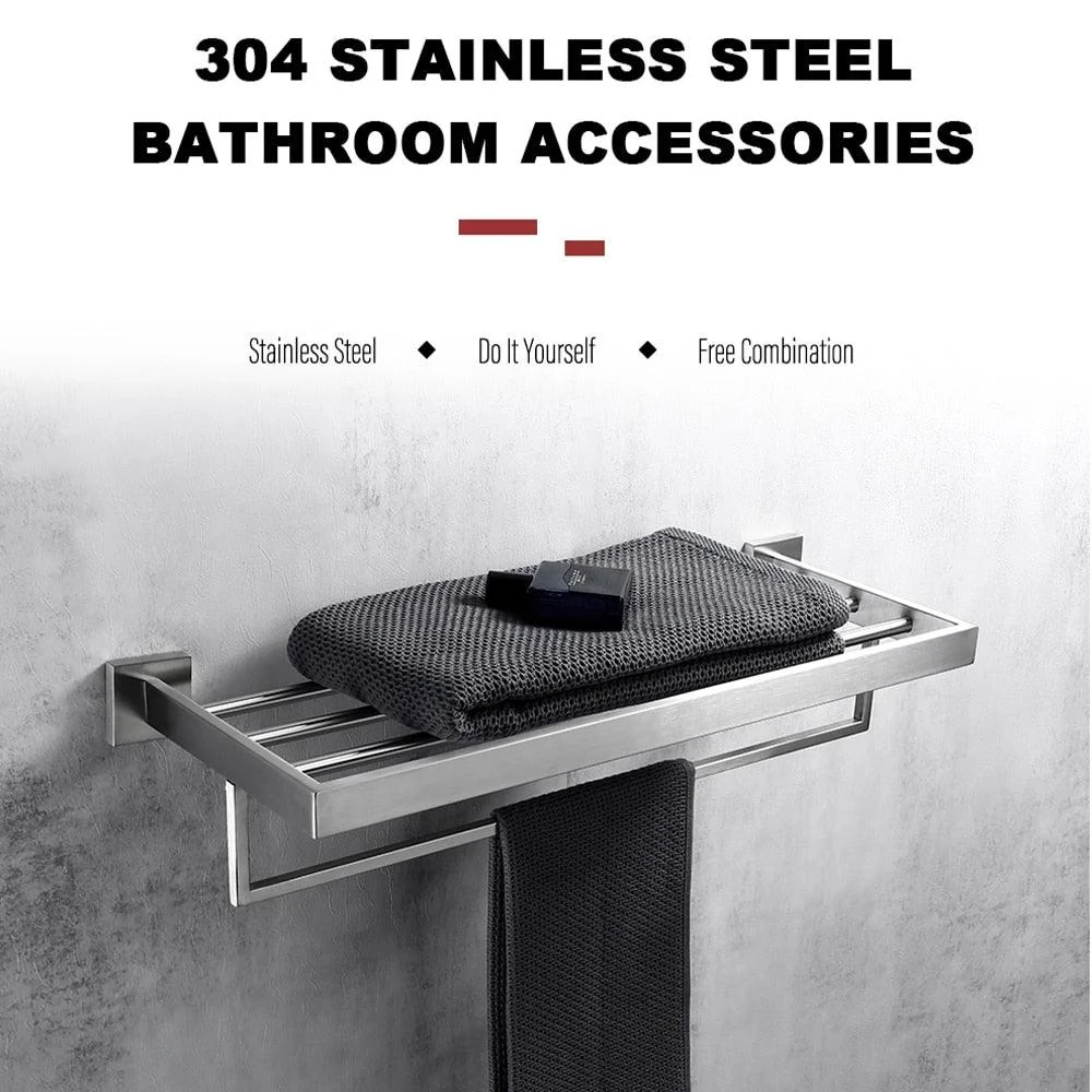 Stainless Steel Bathroom Accessory Towel Bar Paper Holder Soap Dish -Bathlova