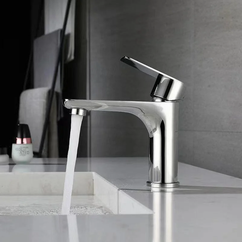 Stainless Steel Bathroom Lavatory Tap 1 Handle Hot and Cold Basin Tap with Hoses -Bathlova