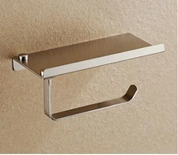 Stainless Steel Bathroom Paper Phone Holder with Shelf -Bathlova