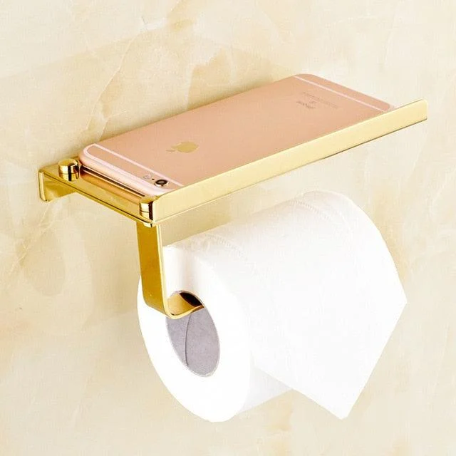 Stainless Steel Bathroom Paper Phone Holder with Shelf -Bathlova