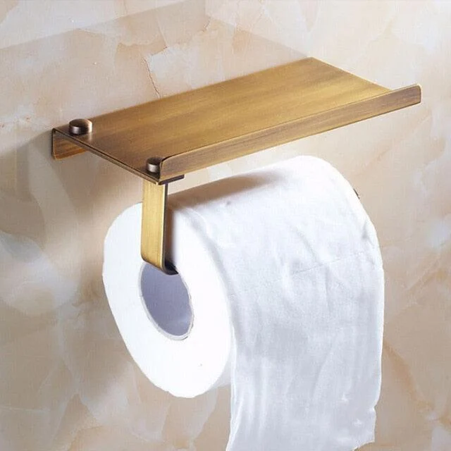 Stainless Steel Bathroom Paper Phone Holder with Shelf -Bathlova