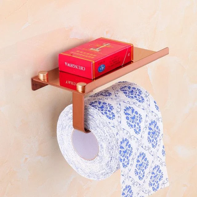 Stainless Steel Bathroom Paper Phone Holder with Shelf -Bathlova