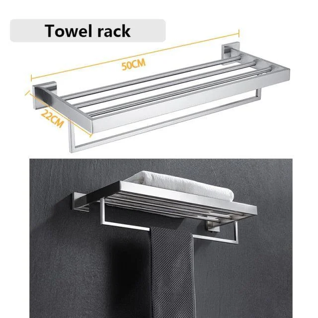 Stainless Steel Bathroom Set Bathroom Accessories Black Towel Rail Bar -Bathlova