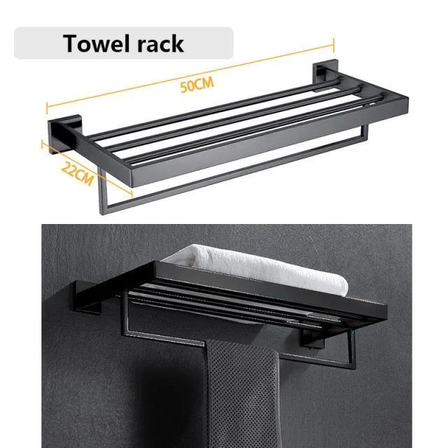 Stainless Steel Bathroom Set Bathroom Accessories Black Towel Rail Bar -Bathlova