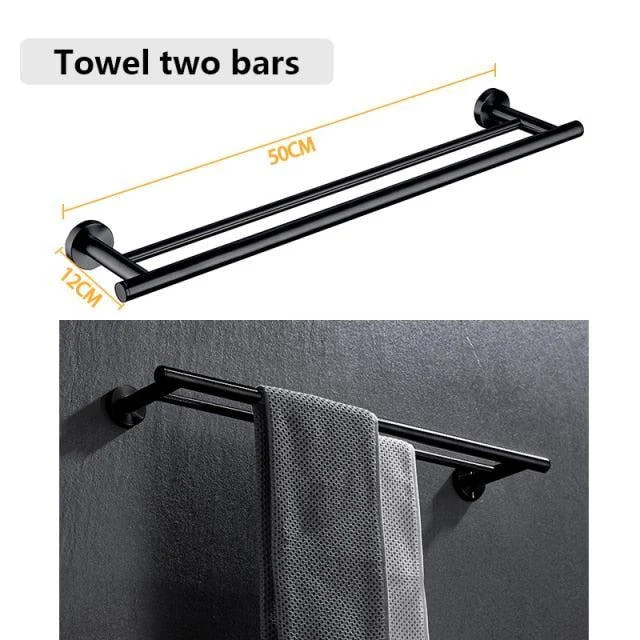 Stainless Steel Bathroom Set Bathroom Accessories Black Towel Rail Bar -Bathlova