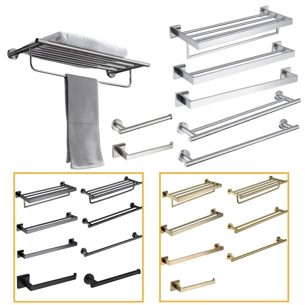 Stainless Steel Bathroom Set Bathroom Accessories Black Towel Rail Bar -Bathlova