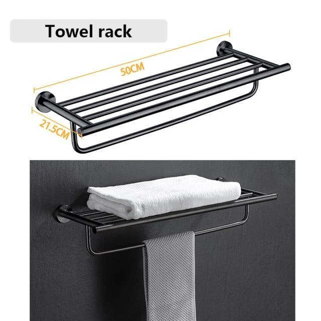 Stainless Steel Bathroom Set Bathroom Accessories Black Towel Rail Bar -Bathlova