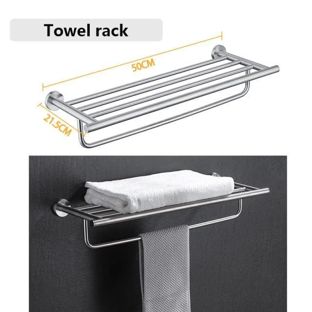 Stainless Steel Bathroom Set Bathroom Accessories Black Towel Rail Bar -Bathlova