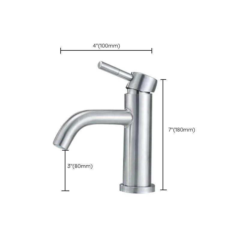 Stainless Steel Bathroom Tap Chrome Lever Handle Sink Tap with 1 Hole -Bathlova