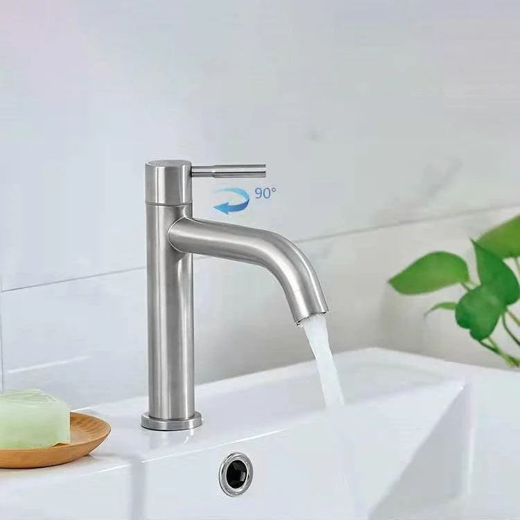 Stainless Steel Bathroom Tap Chrome Lever Handle Sink Tap with 1 Hole -Bathlova