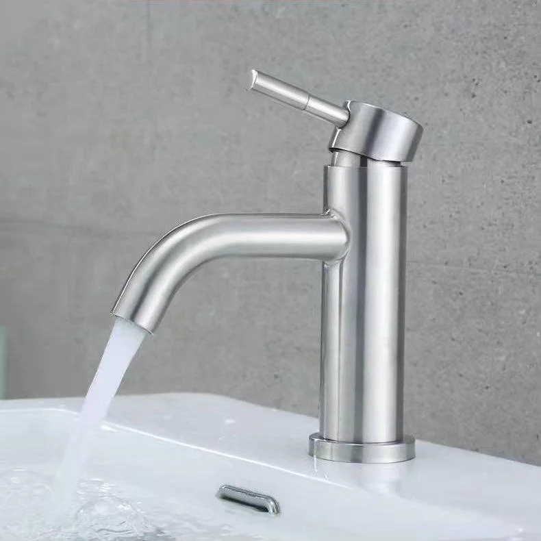 Stainless Steel Bathroom Tap Chrome Lever Handle Sink Tap with 1 Hole -Bathlova