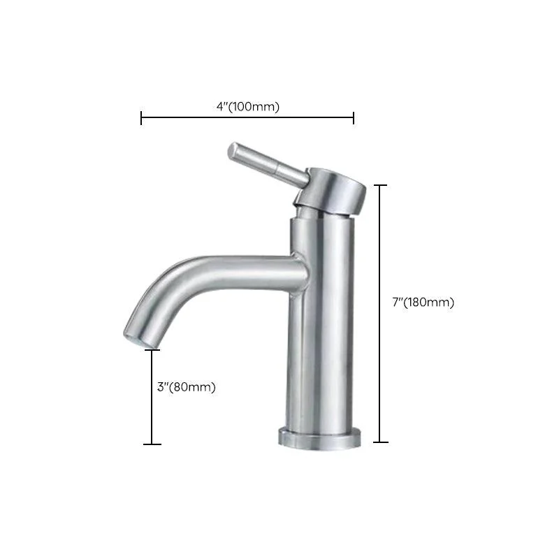 Stainless Steel Bathroom Tap Chrome Lever Handle Sink Tap with 1 Hole -Bathlova