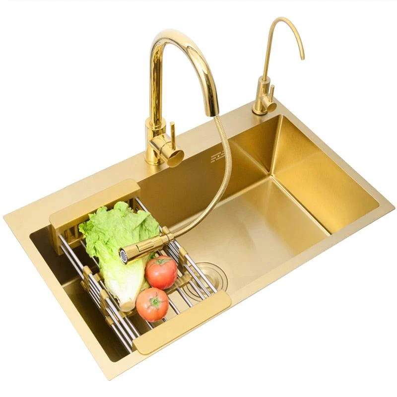 Stainless Steel Brushed Kitchen Sink Above Counter Single Bowl Sinks -Bathlova