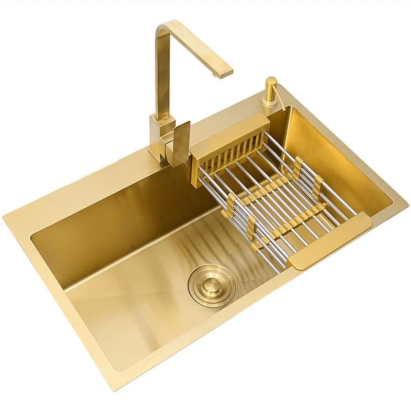 Stainless Steel Brushed Kitchen Sink Above Counter Single Bowl Sinks -Bathlova