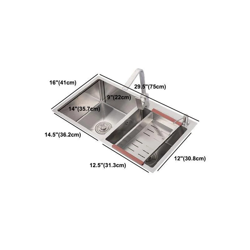 Stainless Steel Contemporary Sink for Kitchen Double Drop-In Kitchen Sink -Bathlova