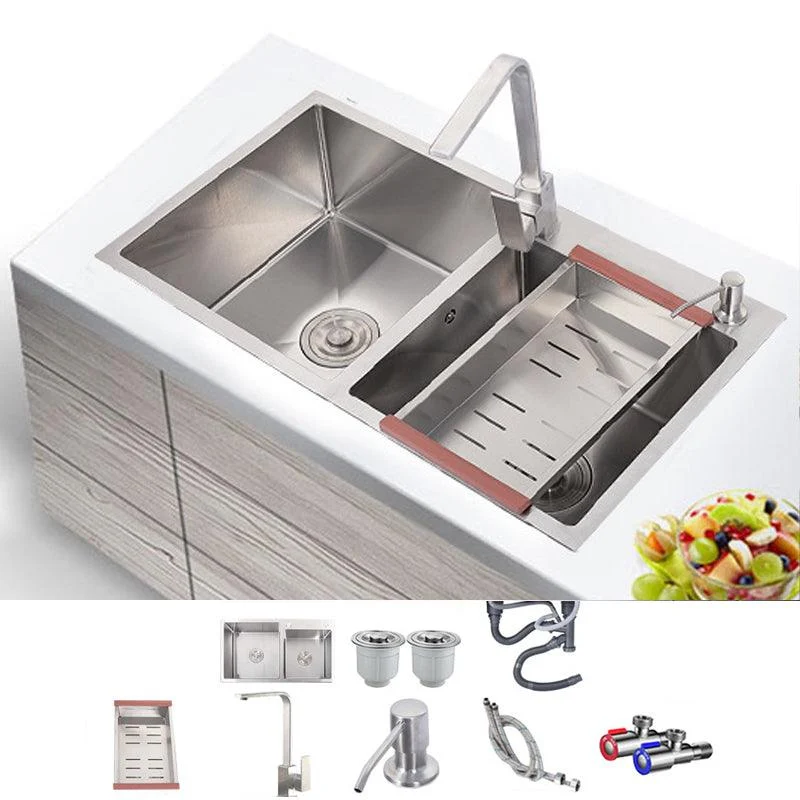 Stainless Steel Contemporary Sink for Kitchen Double Drop-In Kitchen Sink -Bathlova