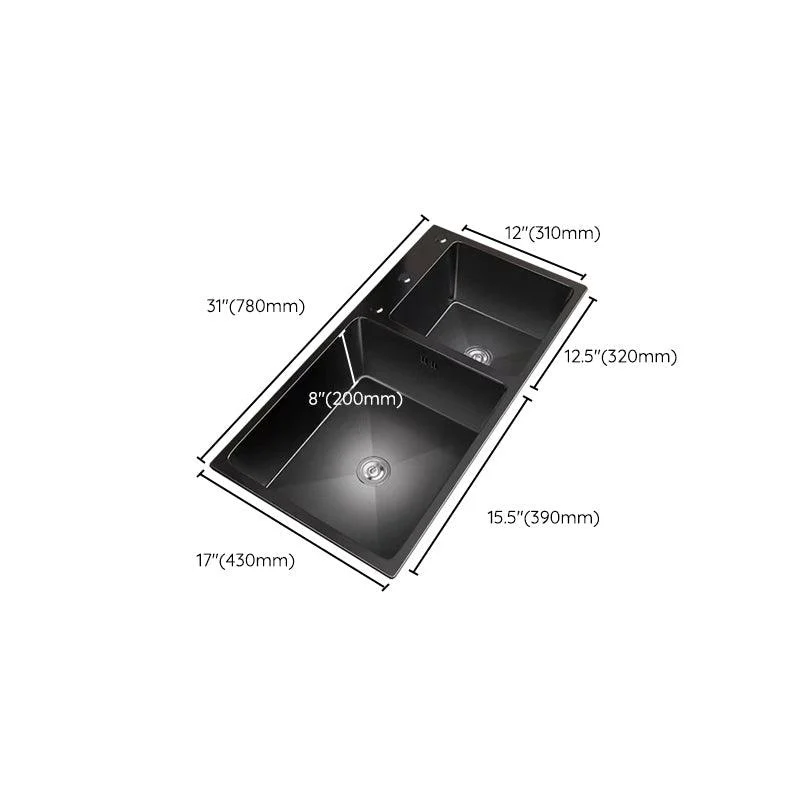 Stainless Steel Double Basin Sink Drop-In Kitchen Sink with Drain Assembly -Bathlova