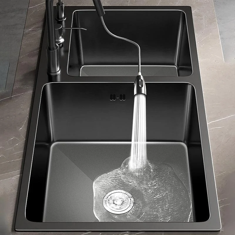 Stainless Steel Double Basin Sink Drop-In Kitchen Sink with Drain Assembly -Bathlova