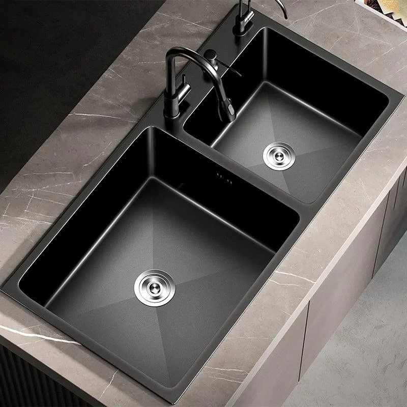 Stainless Steel Double Basin Sink Drop-In Kitchen Sink with Drain Assembly -Bathlova