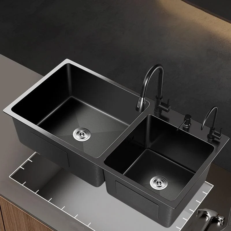 Stainless Steel Double Basin Sink Drop-In Kitchen Sink with Drain Assembly -Bathlova