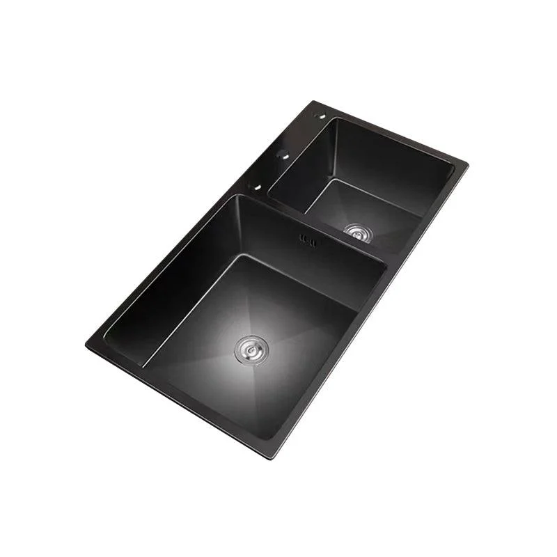 Stainless Steel Double Basin Sink Drop-In Kitchen Sink with Drain Assembly -Bathlova