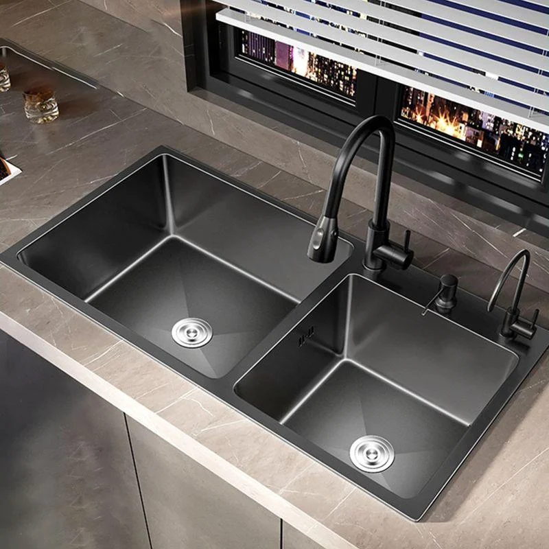 Stainless Steel Double Basin Sink Drop-In Kitchen Sink with Drain Assembly -Bathlova