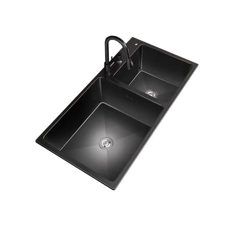 Stainless Steel Double Basin Sink Drop-In Kitchen Sink with Drain Assembly -Bathlova