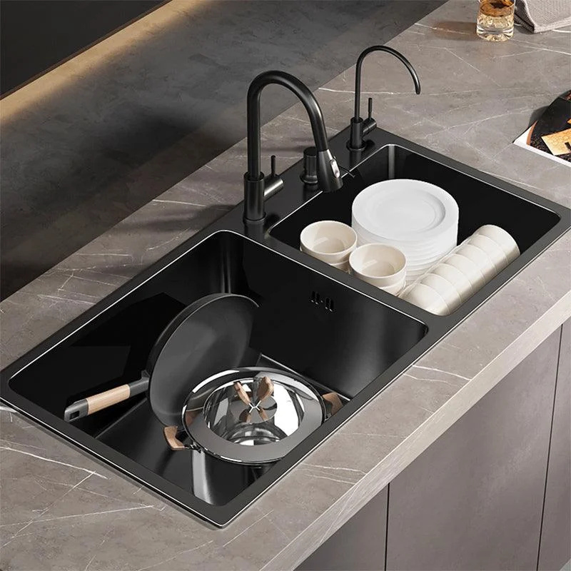 Stainless Steel Double Basin Sink Drop-In Kitchen Sink with Drain Assembly -Bathlova