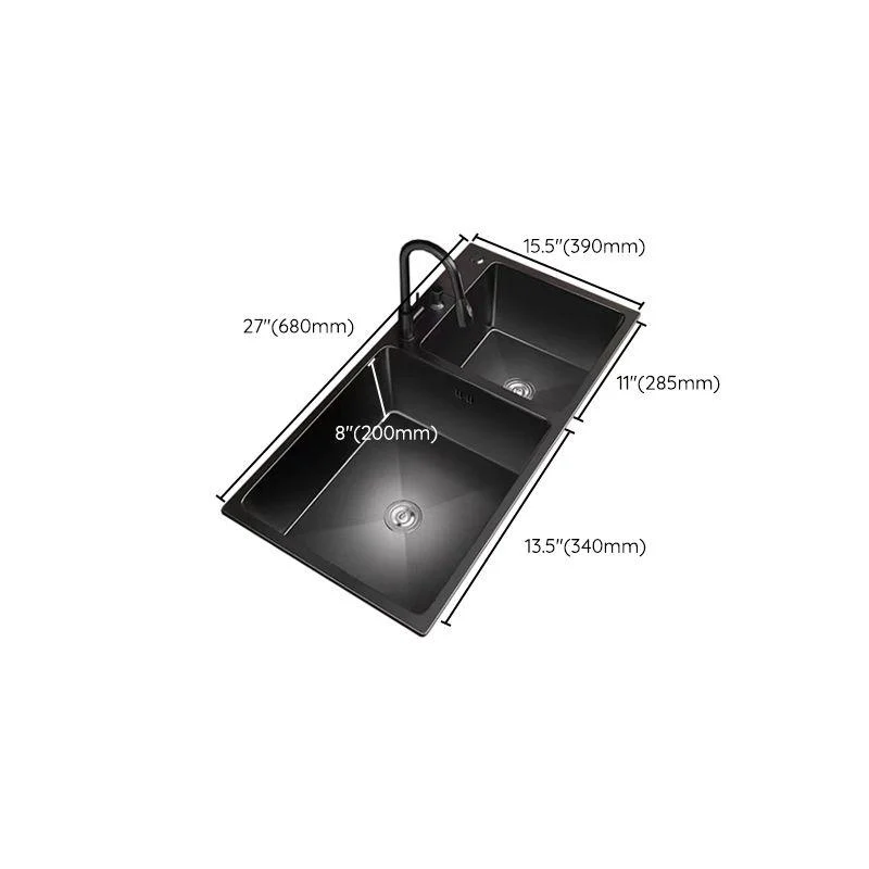 Stainless Steel Double Basin Sink Drop-In Kitchen Sink with Drain Assembly -Bathlova