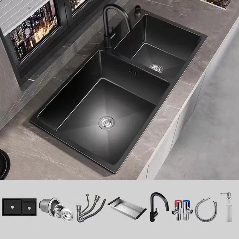 Stainless Steel Double Basin Sink Drop-In Kitchen Sink with Drain Assembly -Bathlova