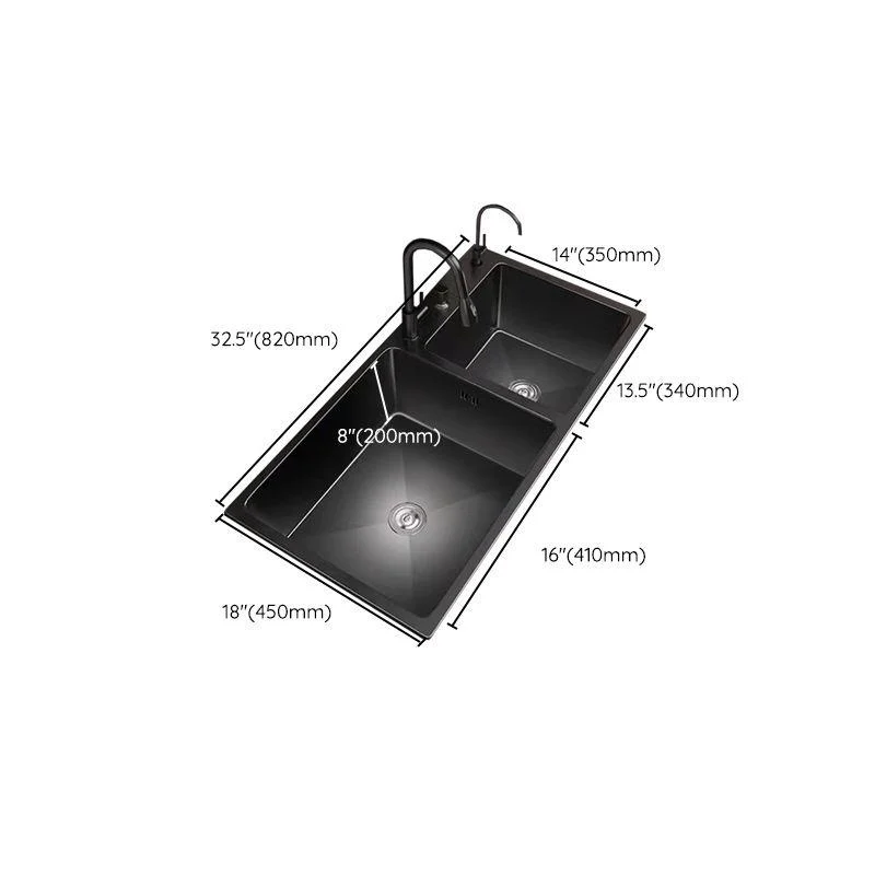 Stainless Steel Double Basin Sink Drop-In Kitchen Sink with Drain Assembly -Bathlova