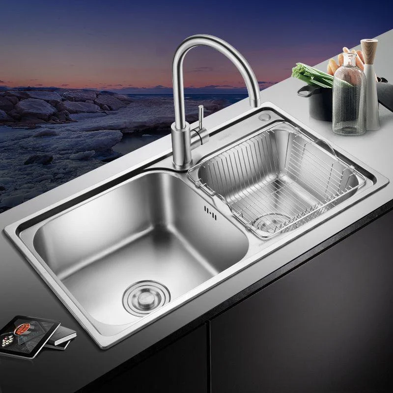 Stainless Steel Double Sink Kitchen Sink 2 Holes Drop-In Sink -Bathlova