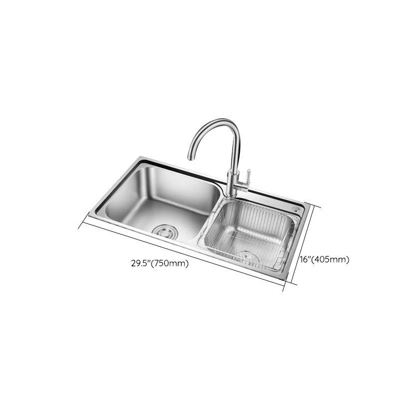 Stainless Steel Double Sink Kitchen Sink 2 Holes Drop-In Sink -Bathlova