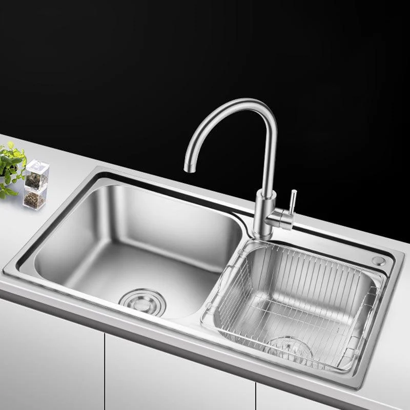 Stainless Steel Double Sink Kitchen Sink 2 Holes Drop-In Sink -Bathlova