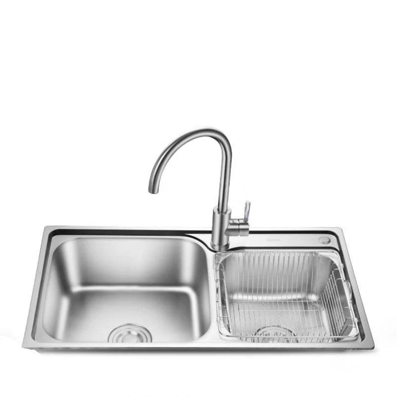 Stainless Steel Double Sink Kitchen Sink 2 Holes Drop-In Sink -Bathlova