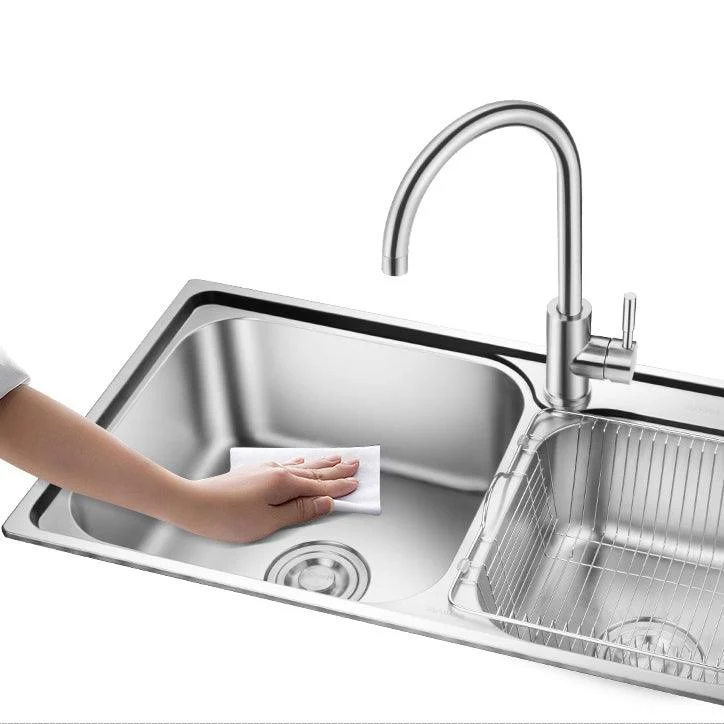 Stainless Steel Double Sink Kitchen Sink 2 Holes Drop-In Sink -Bathlova