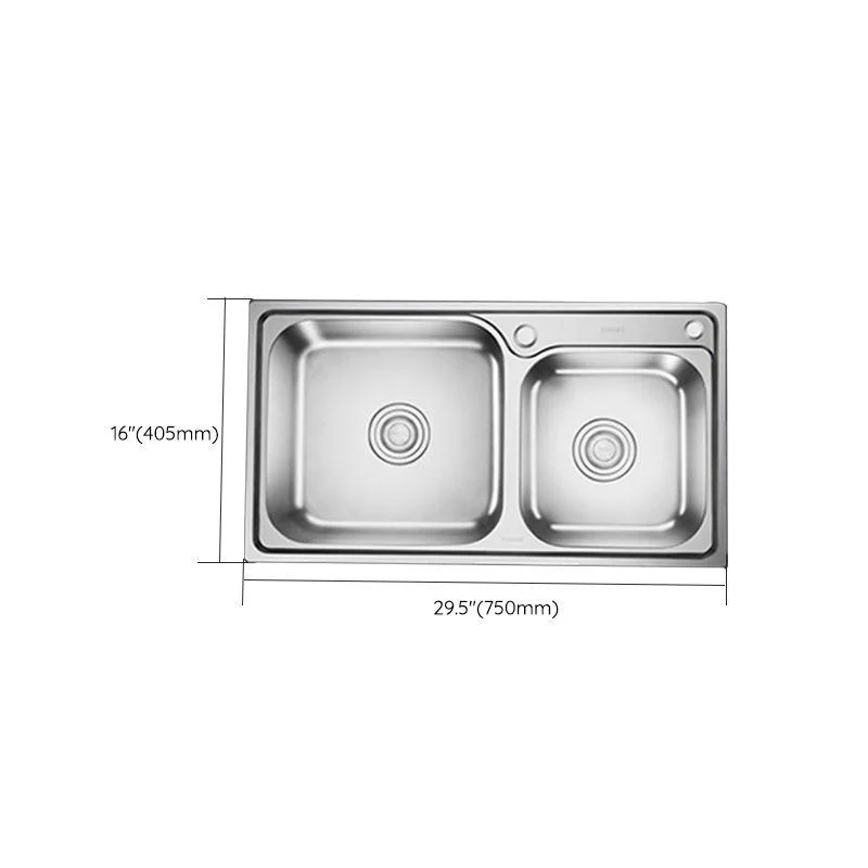 Stainless Steel Double Sink Kitchen Sink 2 Holes Drop-In Sink -Bathlova