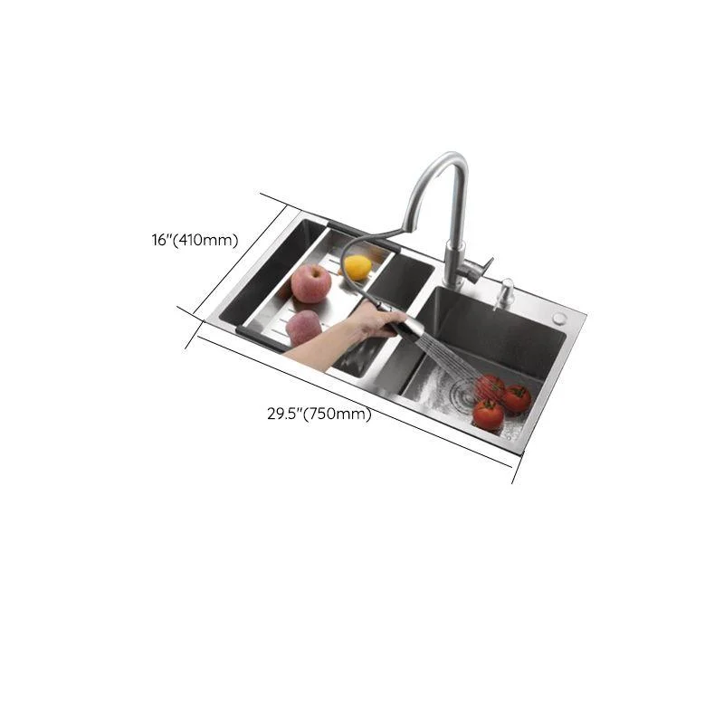 Stainless Steel Double Sink Kitchen Sink 3 Holes Drop-In Sink with Drain Assembly -Bathlova