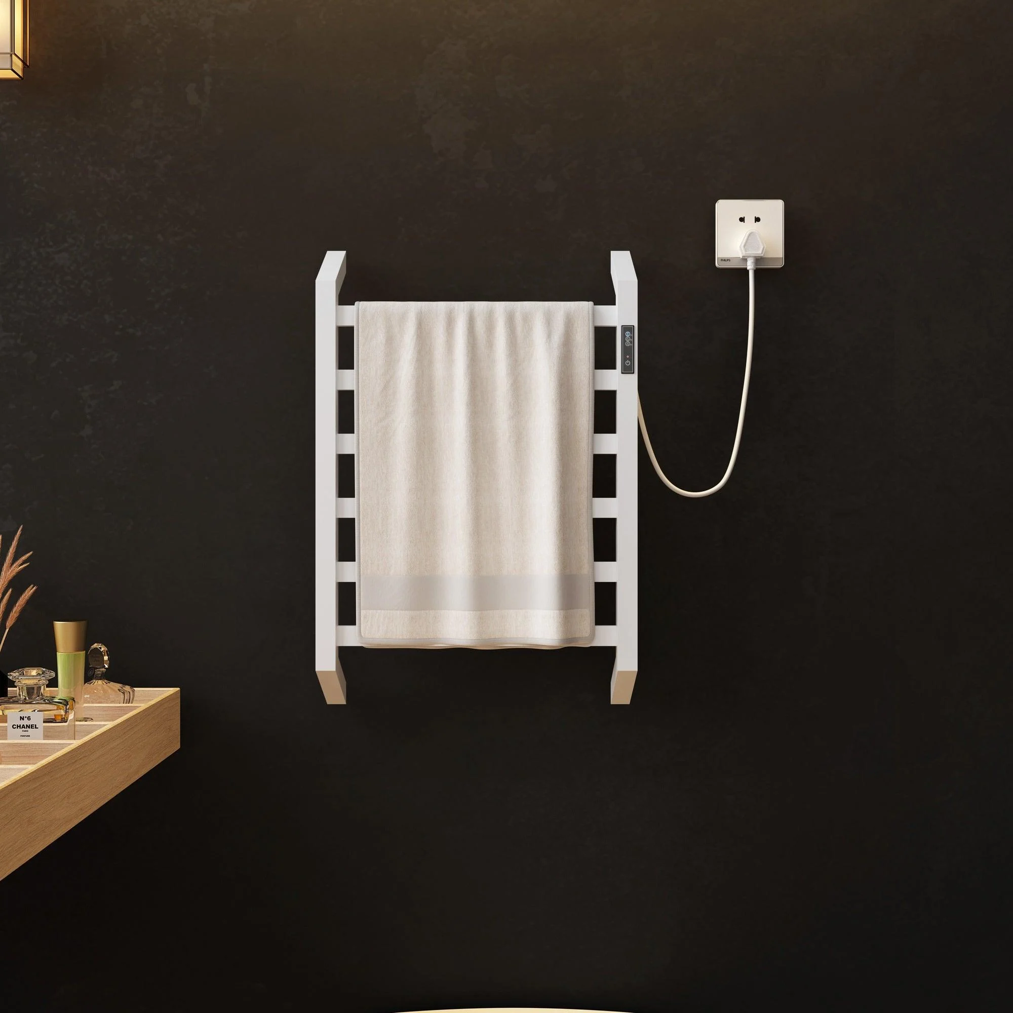 Stainless Steel Drill-Free Electric Towel Warmer for Bathroom US Plug -Bathlova