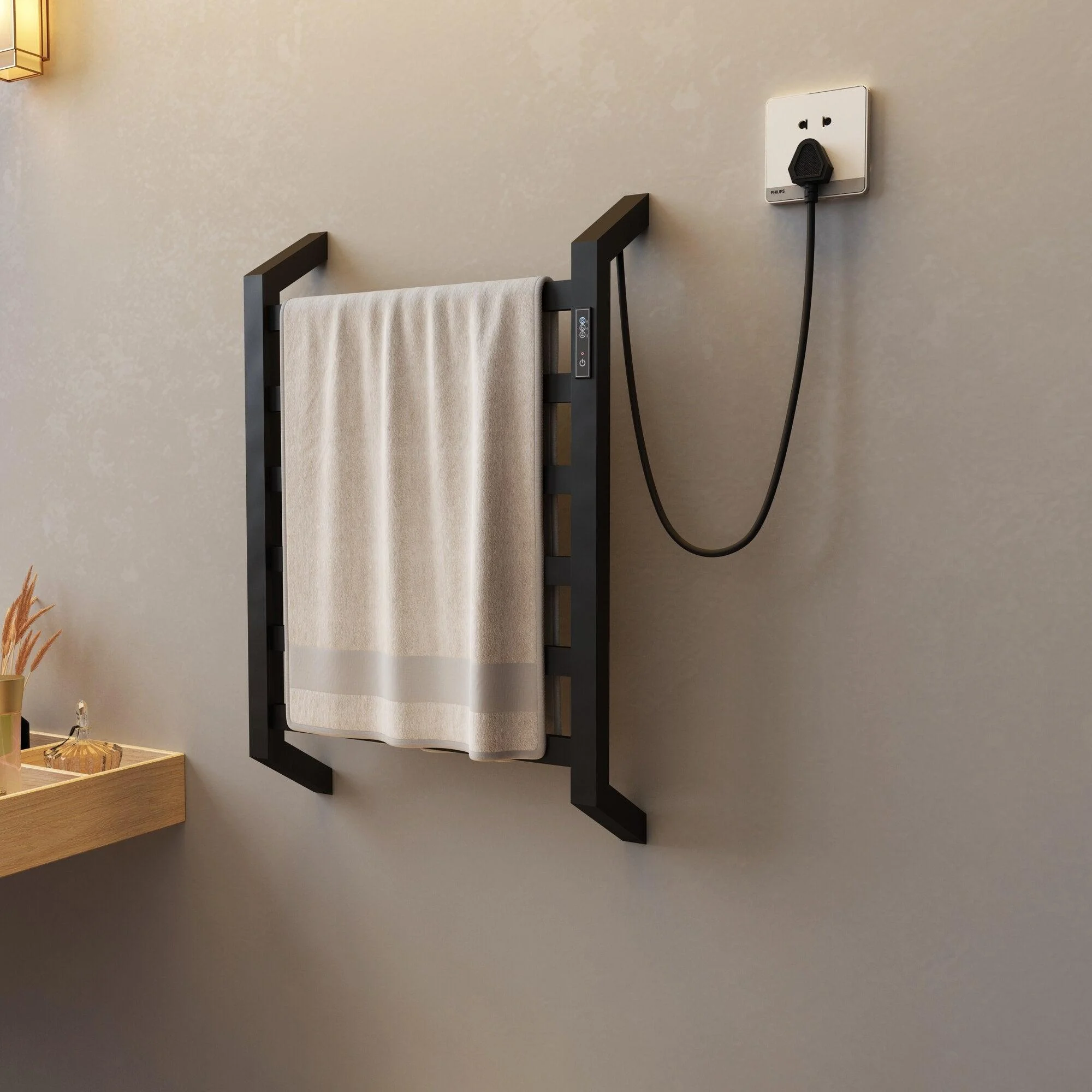 Stainless Steel Drill-Free Electric Towel Warmer for Bathroom US Plug -Bathlova