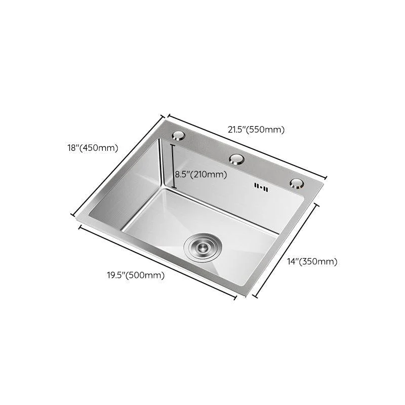 Stainless Steel Drop-In Kitchen Sink Single Bowl Sink with 3 Holes -Bathlova