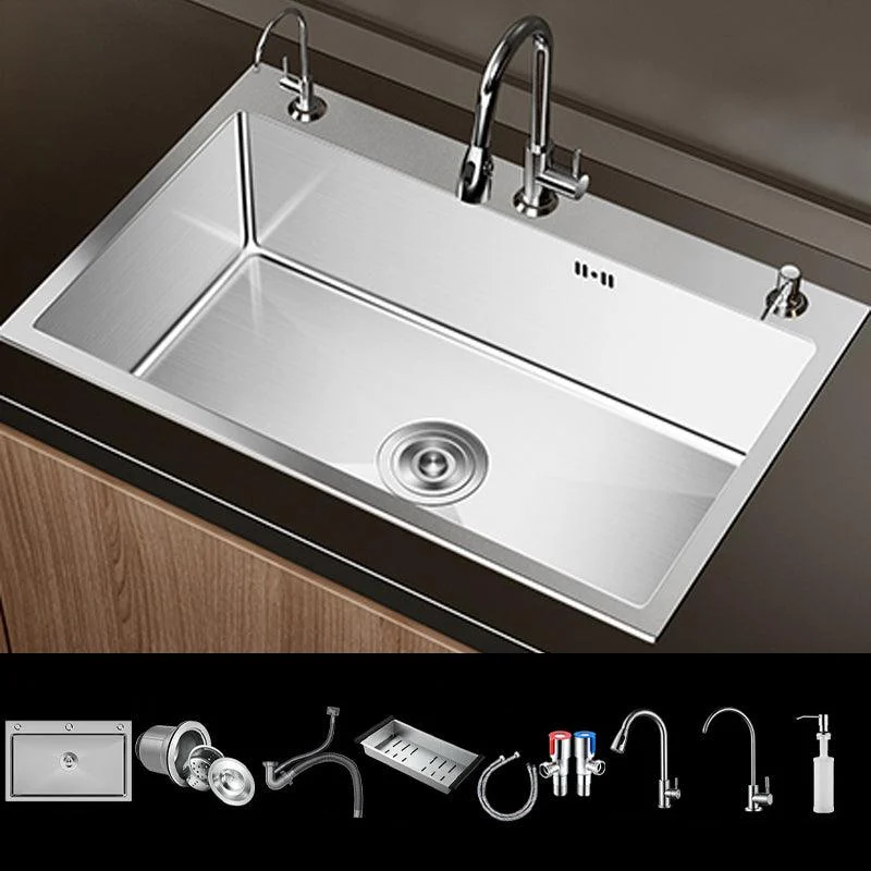 Stainless Steel Drop-In Kitchen Sink Single Bowl Sink with 3 Holes -Bathlova