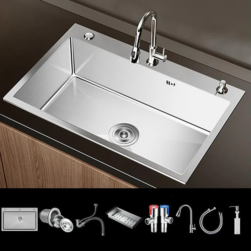 Stainless Steel Drop-In Kitchen Sink Single Bowl Sink with 3 Holes -Bathlova