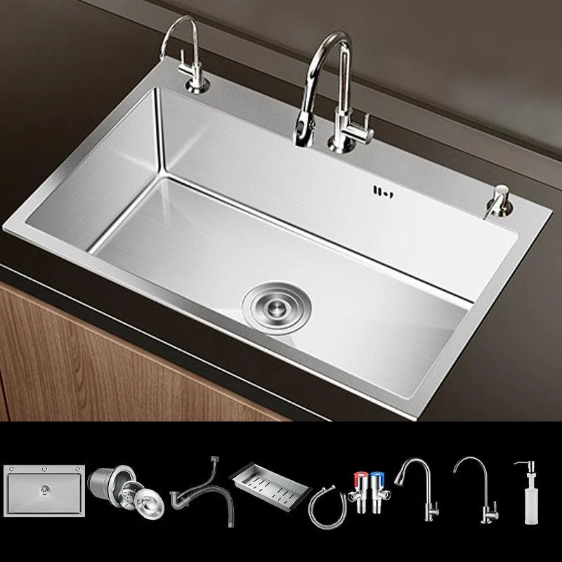 Stainless Steel Drop-In Kitchen Sink Single Bowl Sink with 3 Holes -Bathlova