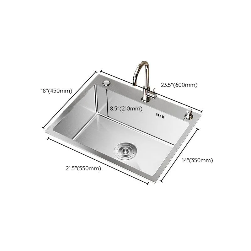 Stainless Steel Drop-In Kitchen Sink Single Bowl Sink with 3 Holes -Bathlova