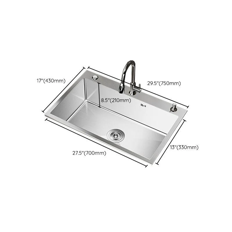 Stainless Steel Drop-In Kitchen Sink Single Bowl Sink with 3 Holes -Bathlova